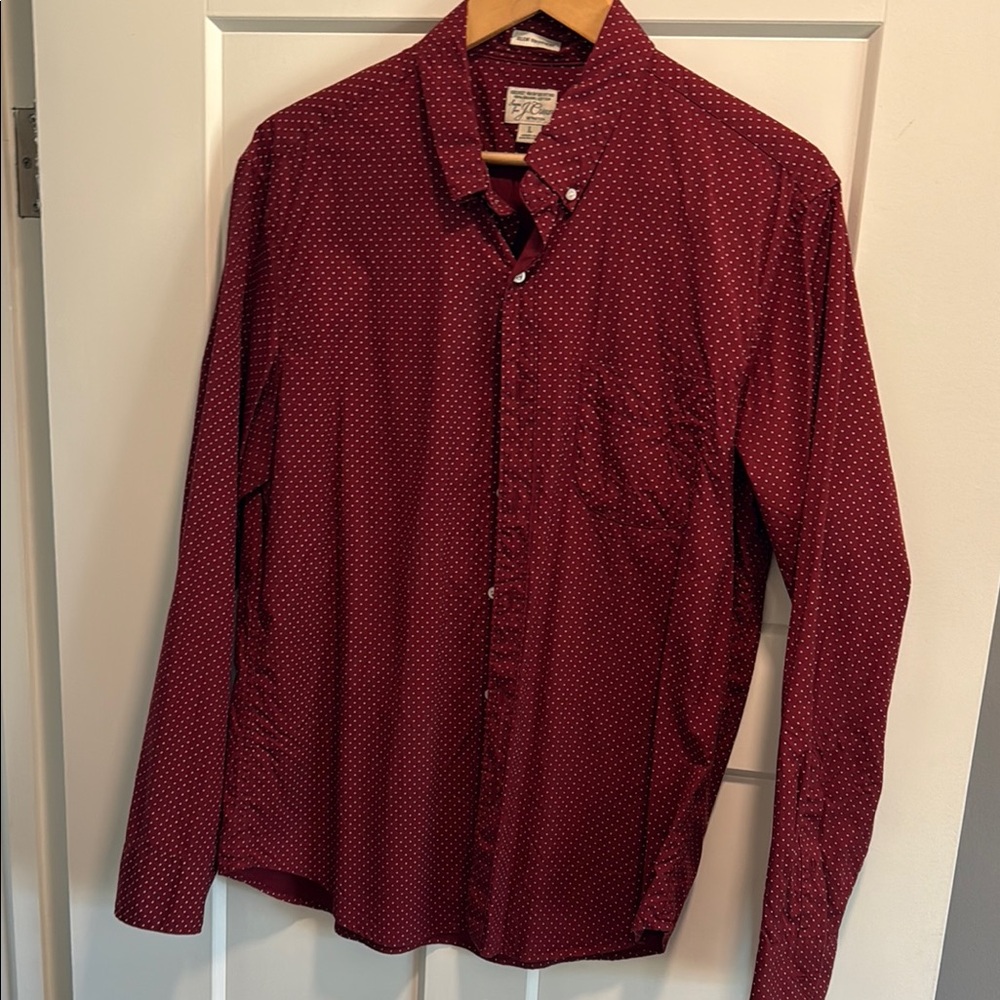 Men's Burgundy J Crew Button Down Dress shirt